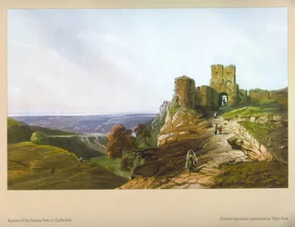 Carlo Bossoli. Chufut-Kale. Restos de fortificaciones genovesas